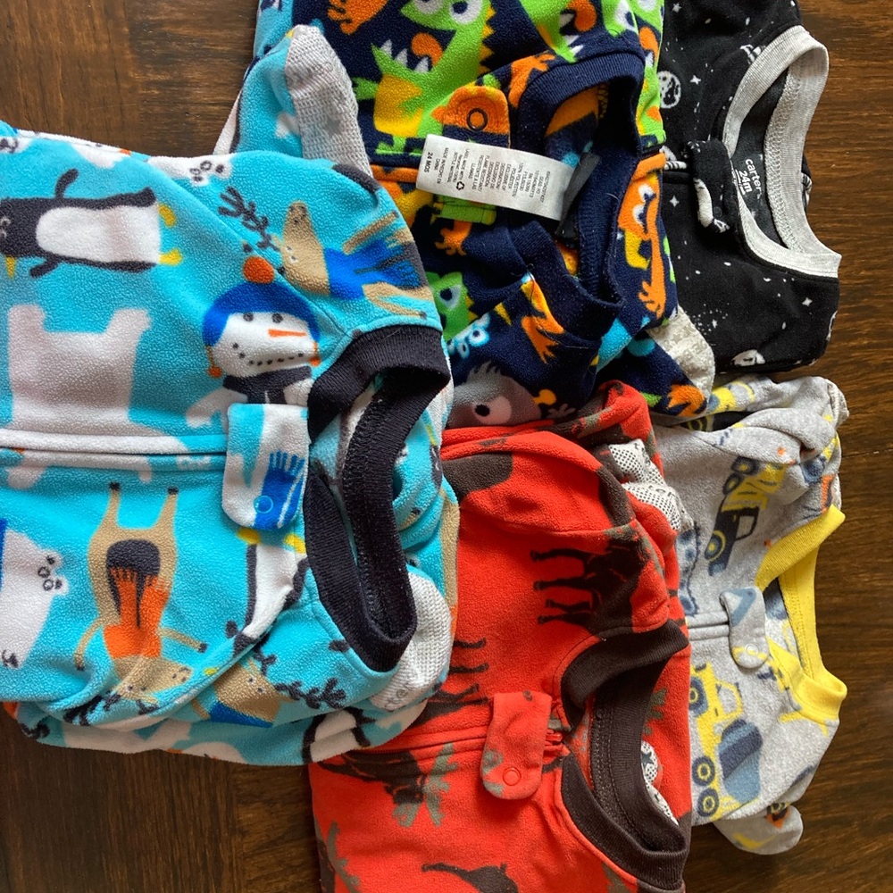 Kids Fleece Pajama Onesies 24 month lot of 5